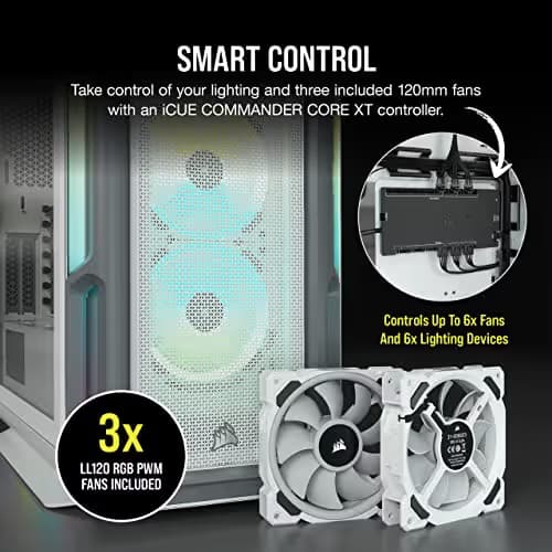 Corsair iCUE 5000T RGB ATX Mid Tower White / Gray with Tempered Glass Side Panel, USB 3.2 Gen 2 Type-C, USB 3.2 Gen 1 Type-A image