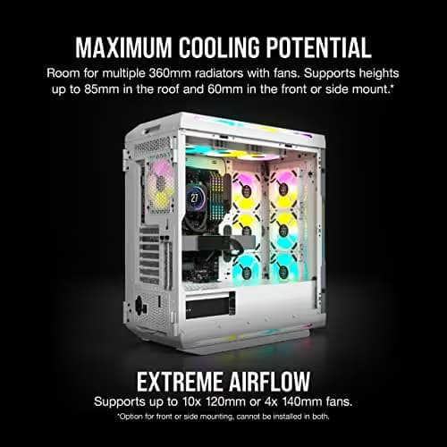 Corsair iCUE 5000T RGB ATX Mid Tower White / Gray with Tempered Glass Side Panel, USB 3.2 Gen 2 Type-C, USB 3.2 Gen 1 Type-A image
