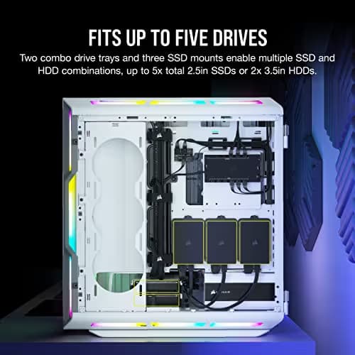 Corsair iCUE 5000T RGB ATX Mid Tower White / Gray with Tempered Glass Side Panel, USB 3.2 Gen 2 Type-C, USB 3.2 Gen 1 Type-A image
