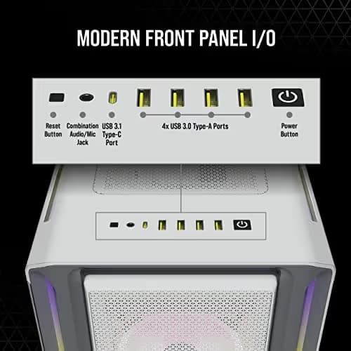 Corsair iCUE 5000T RGB ATX Mid Tower White / Gray with Tempered Glass Side Panel, USB 3.2 Gen 2 Type-C, USB 3.2 Gen 1 Type-A image