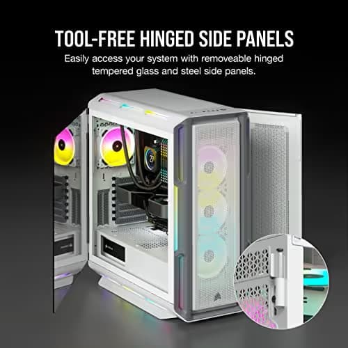 Corsair iCUE 5000T RGB ATX Mid Tower White / Gray with Tempered Glass Side Panel, USB 3.2 Gen 2 Type-C, USB 3.2 Gen 1 Type-A image