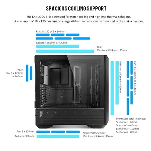 Lian Li LANCOOL III ATX Mid Tower Black RGB Tempered Glass Side Panel image