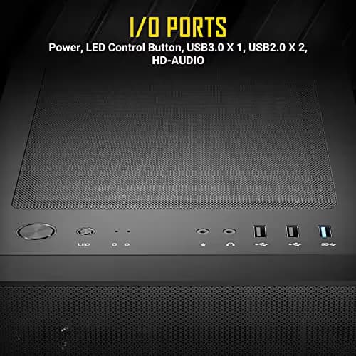 Antec NX410 ATX Mid Tower Black with Tempered Glass Side Panel and USB 3.2 Gen 1 Type-A, USB 2.0 Type-A image