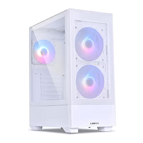 Lian Li LANCOOL 205 Mesh C ATX Mid Tower White Tempered Glass Side Panel with USB 3.2 Gen 2 Type-C and USB 3.2 Gen 1 Type-A image