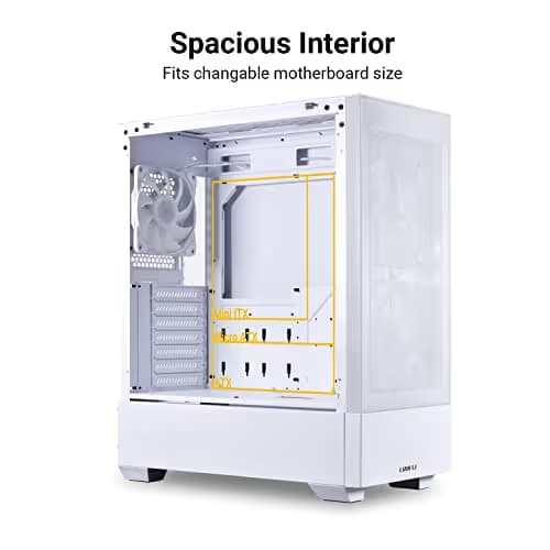 Lian Li LANCOOL 205 Mesh C ATX Mid Tower White Tempered Glass Side Panel with USB 3.2 Gen 2 Type-C and USB 3.2 Gen 1 Type-A image
