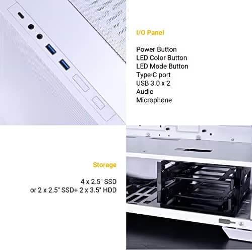 Lian Li LANCOOL 205 Mesh C ATX Mid Tower White Tempered Glass Side Panel with USB 3.2 Gen 2 Type-C and USB 3.2 Gen 1 Type-A image