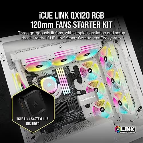 Corsair iCUE LINK QX120 RGB 120mm RGB PWM White image