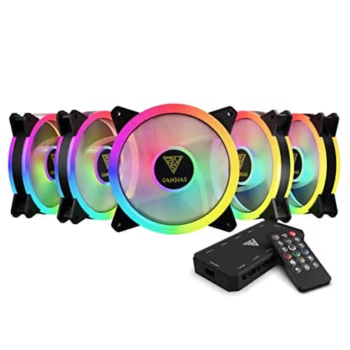 GAMDIAS AEOLUS M2 120mm Black PWM Addressable RGB 56 CFM 5-Pack main image