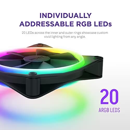 NZXT F140 RGB DUO 140mm Black RGB DUO PWM Addressable RGB 84.75 CFM 1-Pack image