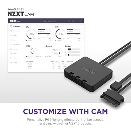 NZXT F140 RGB DUO 140mm Black RGB DUO PWM Addressable RGB 84.75 CFM 1-Pack image
