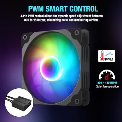 Vetroo ARGB120 120mm Black Addressable RGB PWM 48.1 CFM 3-Pack image