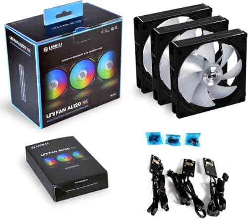 Lian Li Uni Fan AL 120mm ARGB PWM  Black Pack of 3 image