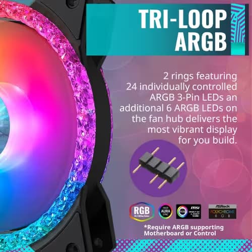 Cooler Master MasterFan MF Prismatic 120mm Black / White Addressable RGB PWM 55 CFM 1-Pack image