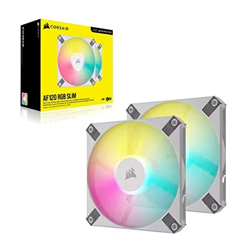 Corsair iCUE AF120 RGB SLIM 120mm White Addressable RGB PWM 56.3 CFM 2-Pack image