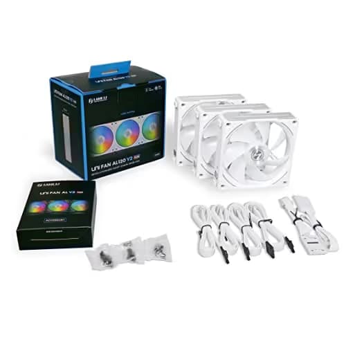 Lian Li UNI FAN AL120 V2 120mm White Addressable RGB PWM 77.3 CFM 3-Pack image
