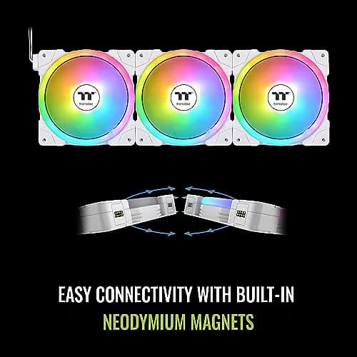 Thermaltake SWAFAN EX12 120mm White Addressable RGB PWM 57.11 CFM 3-Pack image