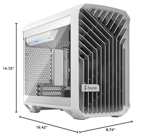 Fractal Design Torrent Nano Mini-ITX Tower White / Black with Tempered Glass Side Panel and USB 3.2 Gen 2 Type-C, USB 3.2 Gen 1 Type-A image
