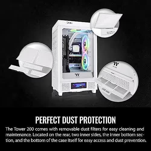 Thermaltake The Tower 200 Mini-ITX Tower White with Tempered Glass Side Panel and USB 3.2 Gen 2 Type-C image