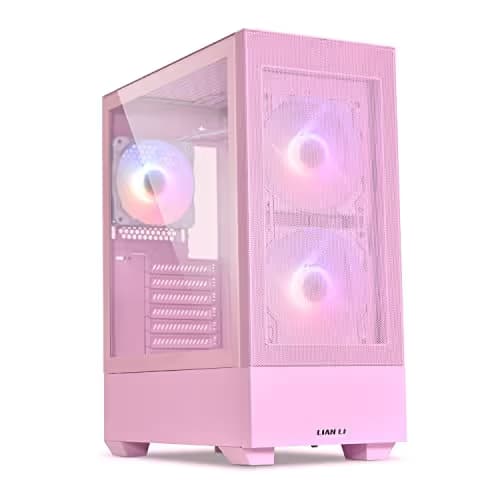 Lian Li LANCOOL 205 Mesh C ATX Mid Tower Pink Tempered Glass Side Panel, USB 3.2 Gen 2 Type-C, USB 3.2 Gen 1 Type-A image