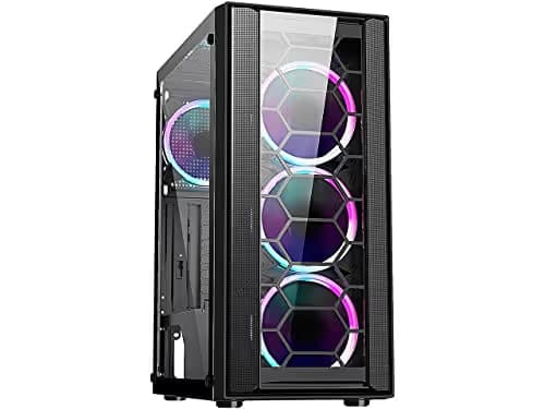 DIYPC Rainbow-Flash-F4 ATX Mid Tower Black Tempered Glass Side Panel image