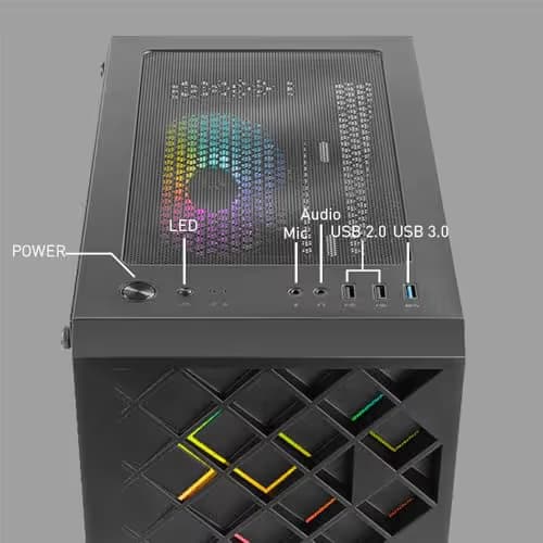 Azza Spectra ATX Mid Tower Black with Tempered Glass Side Panel and USB 3.2 Gen 1 Type-A, USB 2.0 Type-A Front Panel image