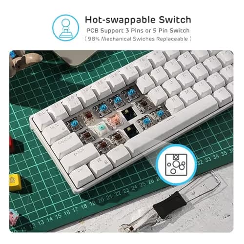 RK Royal Kludge RK61 Bluetooth/Wireless/Wired Mini RK Brown Mechanical Gaming Keyboard image