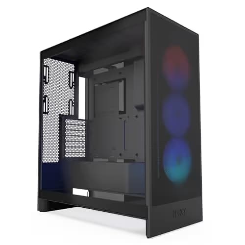 NZXT H7 Flow 2024 - Mid-Tower ATX Airflow Case - Includes Pre-Installed 3 x 120mm Fans - CM-H72FB-01 - Supports Bottom Fans for Dedicated GPU Cooling - Cable Management - Black image