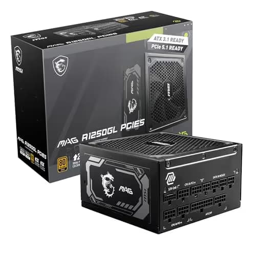 MSI MAG A1250GL PCIE5 Black 1250W Fully Modular 80+ Gold ATX image