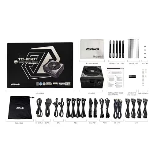 ASRock Taichi TC-1650T Black / Silver ATX 1650W Fully Modular 80+ Titanium Certified image