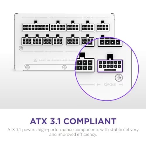 NZXT C850 Fully Modular ATX Power Supply - 850 Watts ATX 3.1 - White image