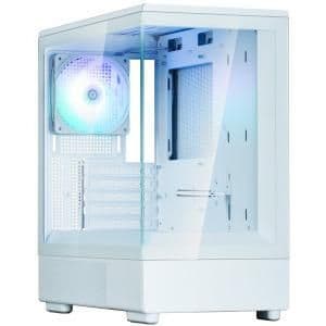 Zalman P10 Micro ATX Mini Tower White with Tempered Glass Side Panel and USB 3.2 Gen 2 Type-C, USB 3.2 Gen 1 Type-A image