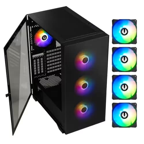 BitFenix FLOW ATX Mid Tower Black Tempered Glass Side Panel main image