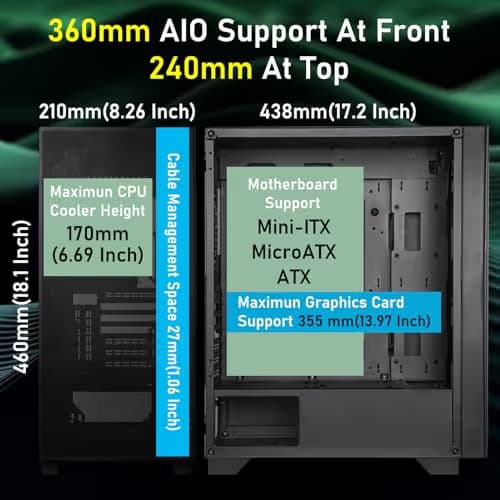 BitFenix FLOW ATX Mid Tower Black Tempered Glass Side Panel image