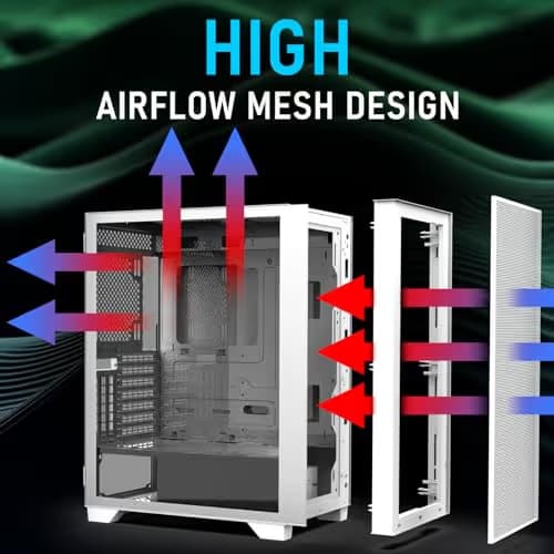 BitFenix FLOW ATX Mid Tower Black Tempered Glass Side Panel image
