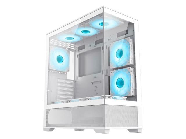 GameMax Vista A ATX Mid Tower White Tempered Glass Side Panel, USB 3.2 Gen 2 Type-C, USB 3.2 Gen 1 Type-A, USB 2.0 Type-A image