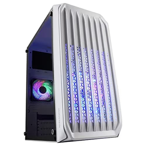 Mars Gaming MC-S2 ATX Mid Tower White with Acrylic Side Panel, USB 2.0 Type-A Front Panel, and 300 x 185 x 351 Dimensions image