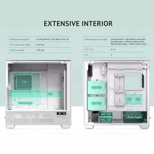 Antec FLUX PRO ATX Full Tower White / Brown Tempered Glass Side Panel, USB 3.2 Gen 2 Type-C, USB 3.2 Gen 1 Type-A image