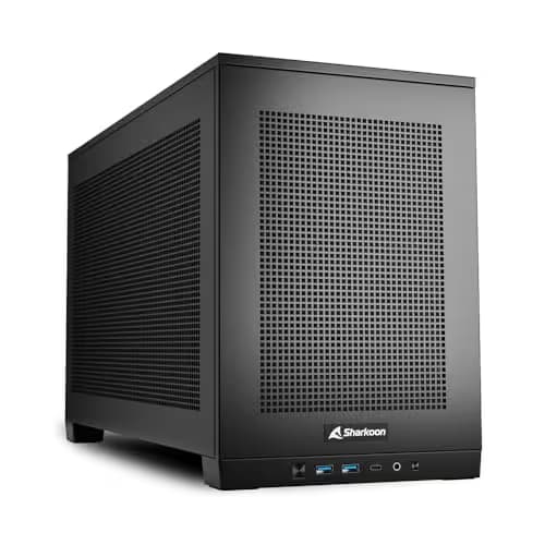 SHARKOON Rebel C20 Mini-ITX Desktop Black with Mesh Side Panel and USB 3.2 Gen 2 Type-C, USB 3.2 Gen 1 Type-A image