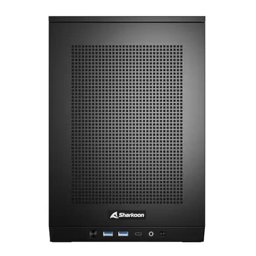 SHARKOON Rebel C20 Mini-ITX Desktop Black with Mesh Side Panel and USB 3.2 Gen 2 Type-C, USB 3.2 Gen 1 Type-A image