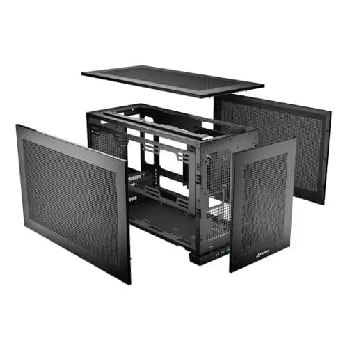 SHARKOON Rebel C20 Mini-ITX Desktop Black with Mesh Side Panel and USB 3.2 Gen 2 Type-C, USB 3.2 Gen 1 Type-A image