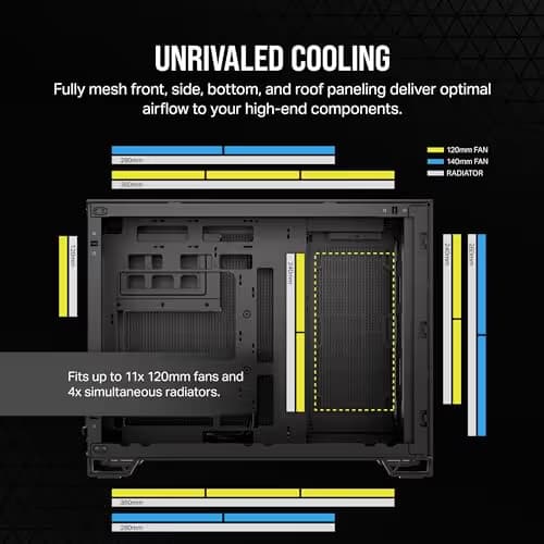 Corsair 2500D Airflow Micro ATX Mini Tower Black with Tempered Glass Side Panel image