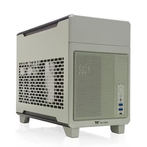 Thermaltake TR100 Mini-ITX Desktop Green / Black Mesh Side Panel main image