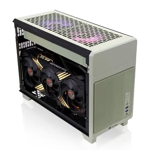 Thermaltake TR100 Mini-ITX Desktop Green / Black Mesh Side Panel image