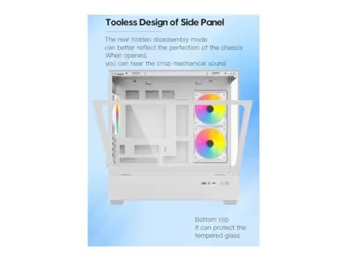DIYPC ARGB-N1 MicroATX Mid Tower White Tempered Glass Side Panel image