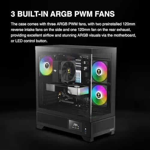 GAMDIAS ATLAS M1 ATX Mid Tower Black Tempered Glass Side Panel image