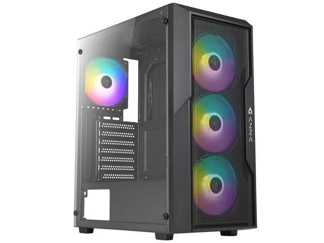 Azza Fighter ATX Mid Tower Black Tempered Glass Side Panel and USB 3.2 Gen 1 Type-A USB 2.0 Type-A main image