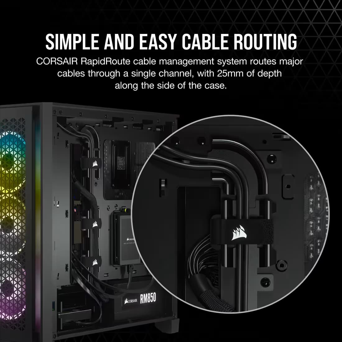 Corsair 4000D Airflow ATX Mid Tower Black Tempered Glass Side Panel, w/750 W Power Supply image