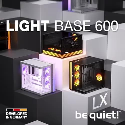 be quiet! Light Base 600 LX ATX Mid Tower White Tempered Glass Side Panel image