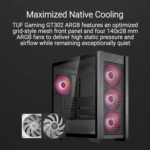 Asus TUF Gaming GT302 ARGB ATX Mid Tower White Tempered Glass Side Panel, ARGB image