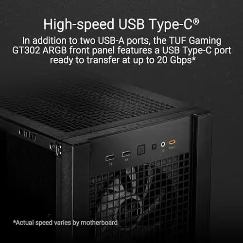 Asus TUF Gaming GT302 ARGB ATX Mid Tower White Tempered Glass Side Panel, ARGB image